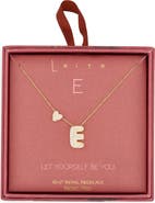 Leith Cubic Zirconia Heart & Bubble Initial Pendant Necklace