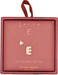 Leith Cubic Zirconia Heart & Bubble Initial Pendant Necklace