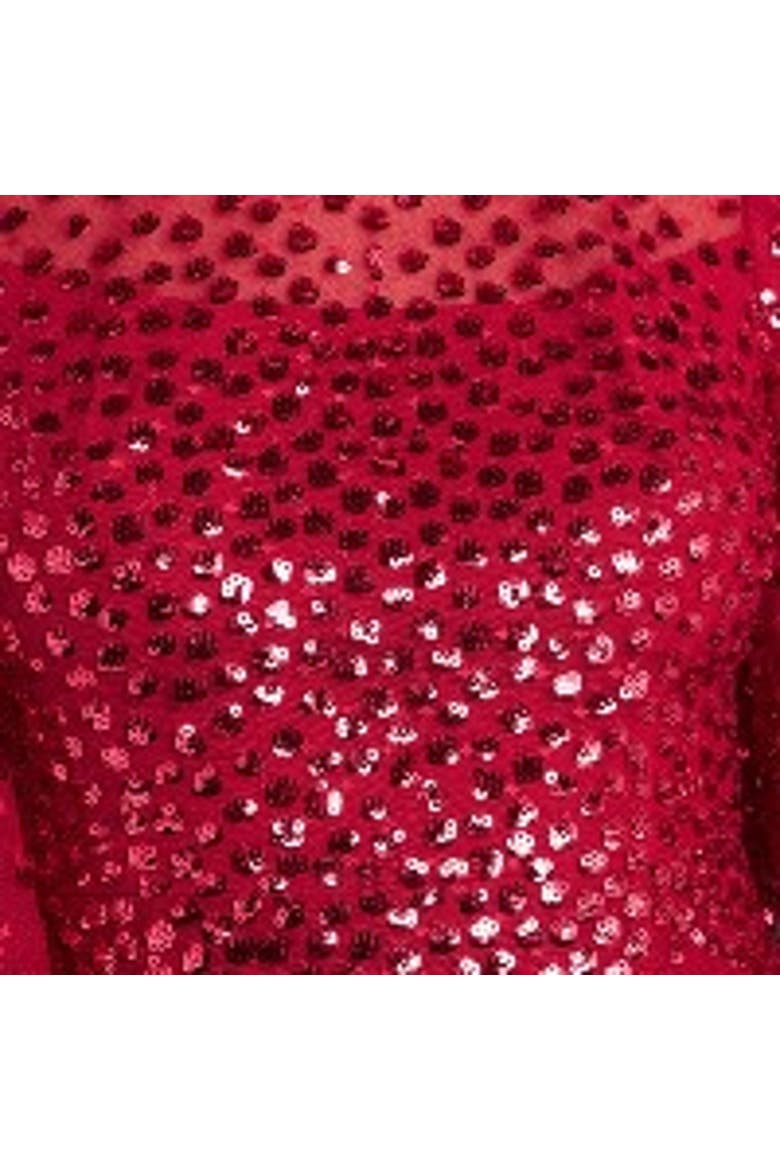 Scallop Sequin Mini Dress, Alternate, color, Red