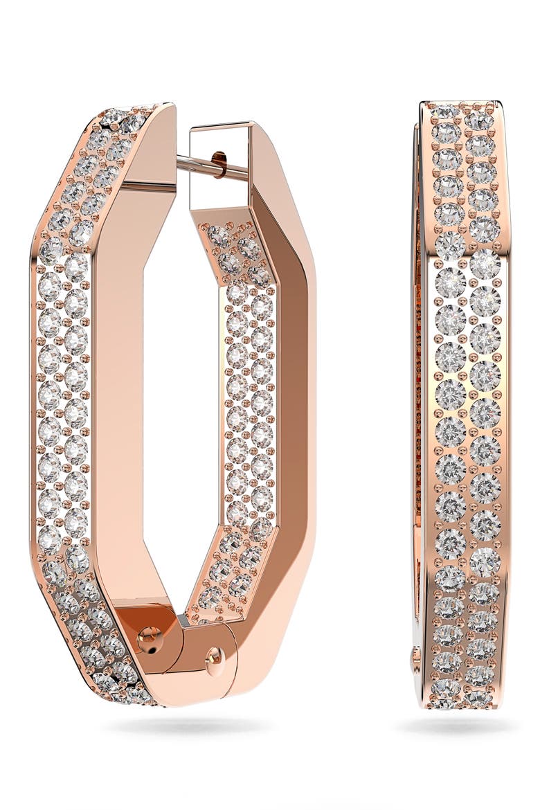 Dextera Medium Pavé Hexagonal Hoop Earrings, Main, color, ROSE GOLD