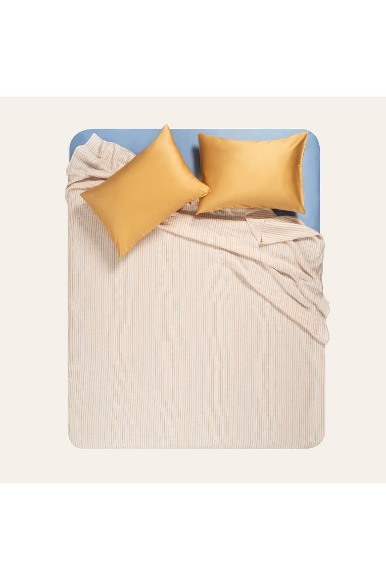 Nilufer Cotton Linen Striped King Coverlet, Alternate, color, Natural