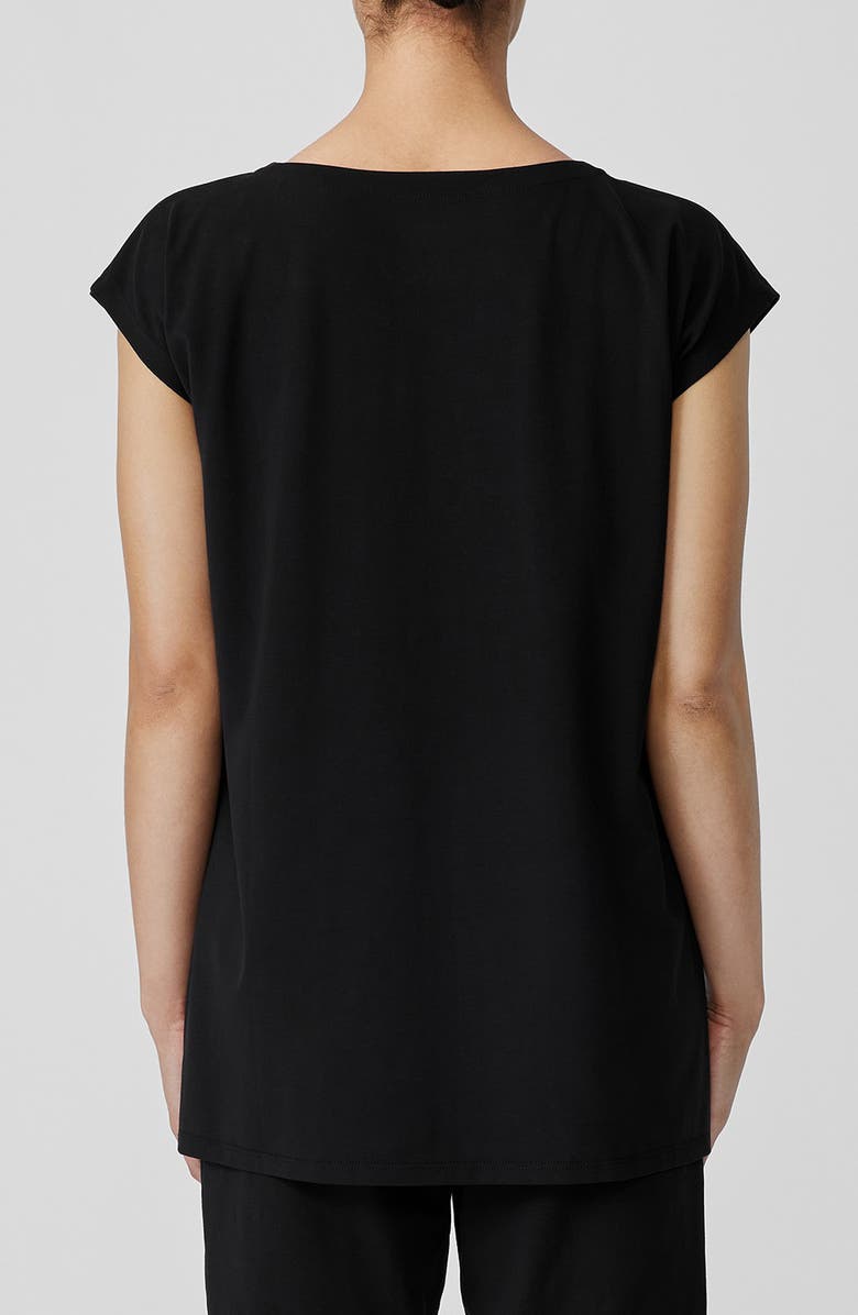 Eileen Fisher Boat Neck Cap Sleeve Boxy Top, Alternate, color, Black