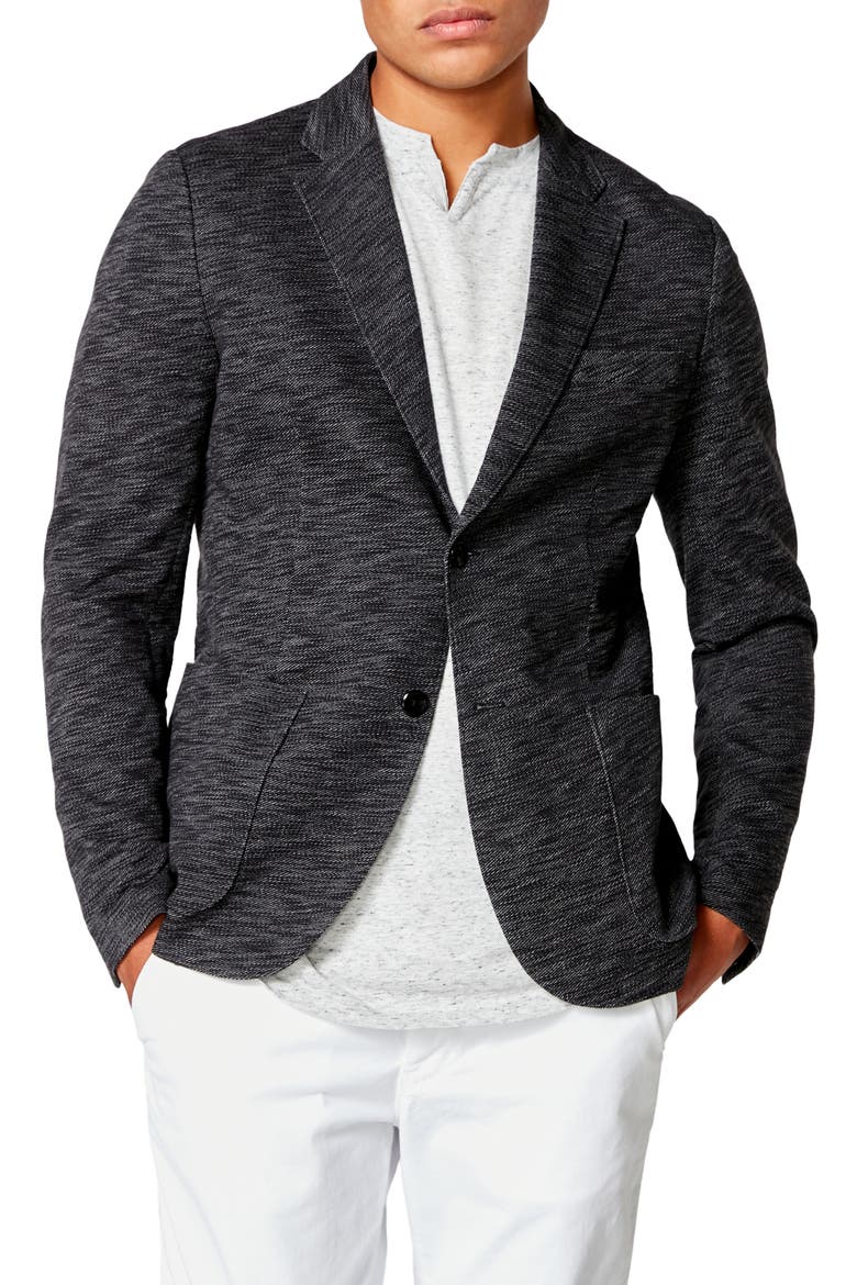 Slim Fit Vintage Twill Knit Sport Coat, Main, color, BLACK
