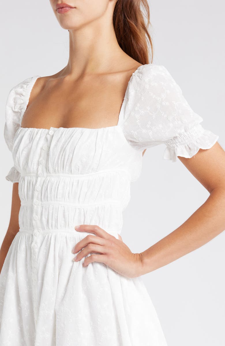 Mistress Rocks Floral Embroidered Cotton Minidress, Alternate, color, Cloud