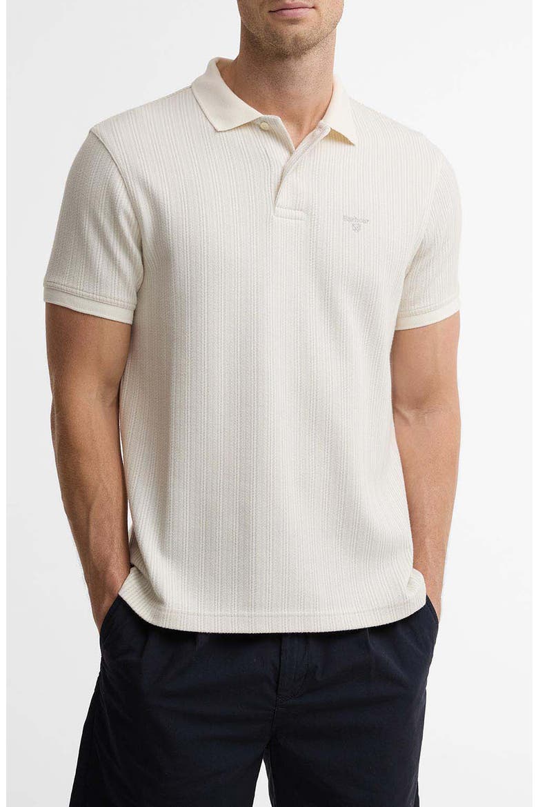 Harworth Textured Stripe Cotton Polo, Main, color, WHISPER WHITE