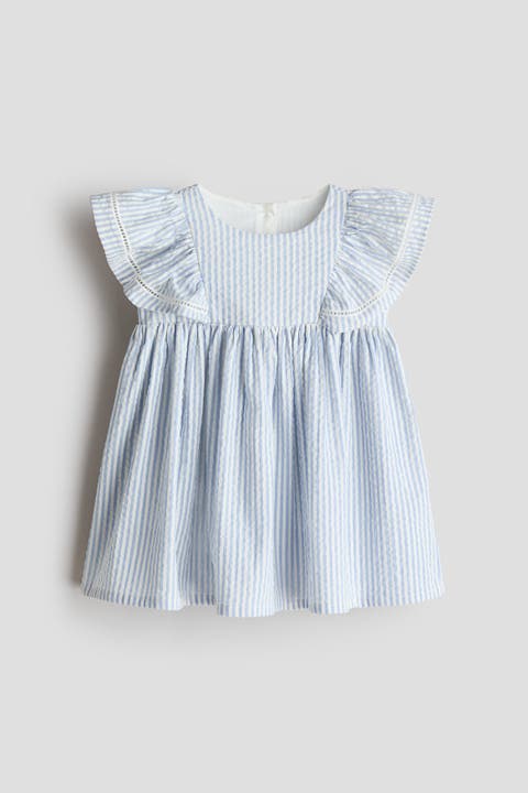 Flounce-trimmed Cotton Dress