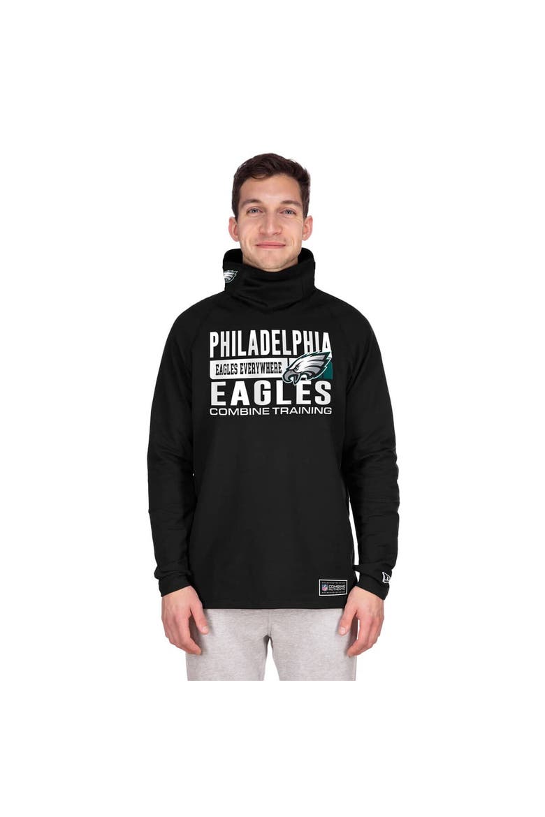 Men's New Era Black Philadelphia Eagles Functional Fandom Balaclava Helmet Stripe Tri-Blend Hoodie, Alternate, color, Black