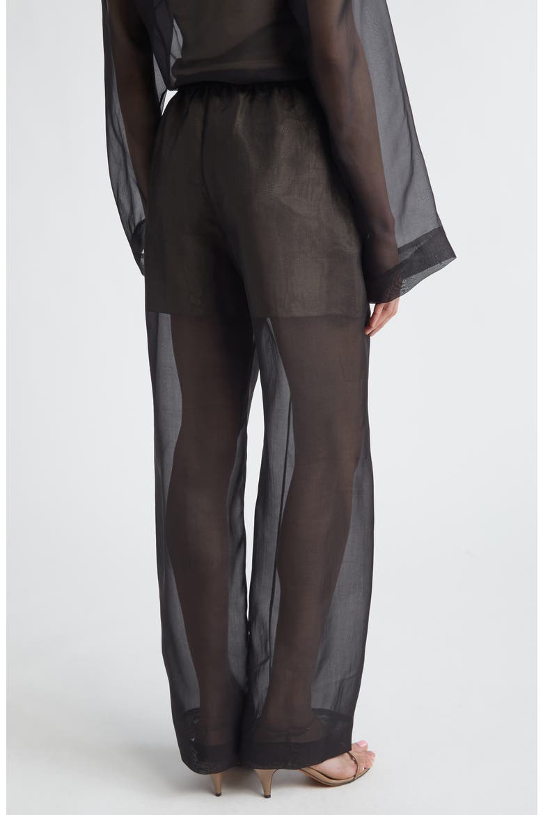 Lisse Silk Organza Straight Leg Pants, Alternate, color, BLACK