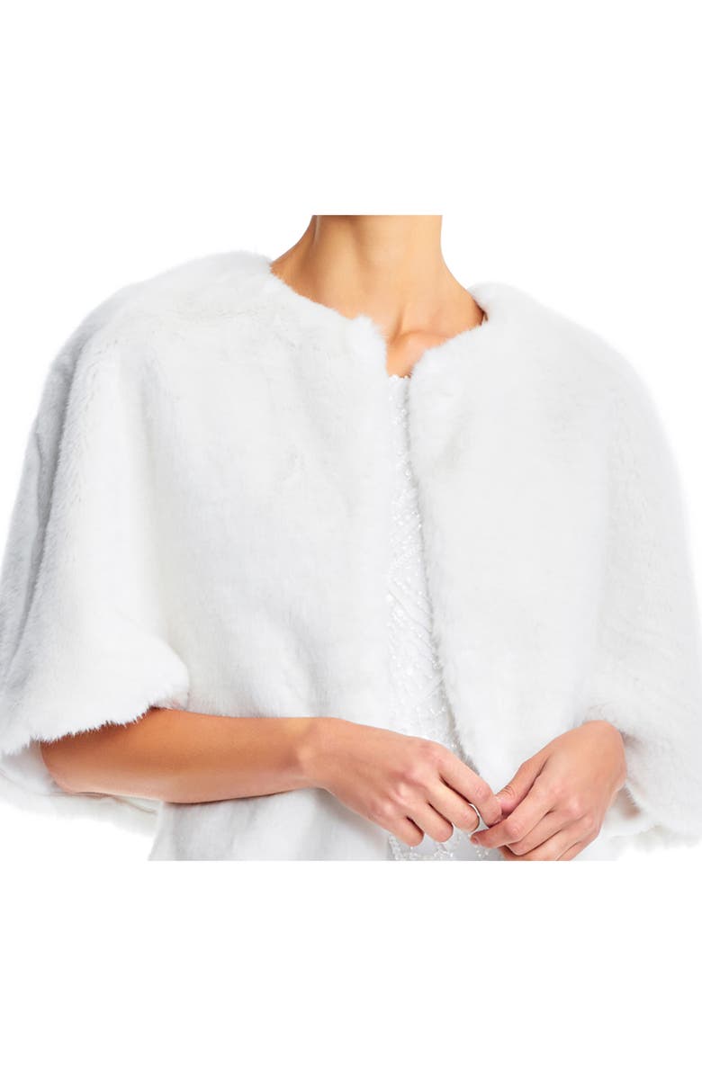 Adrianna Papell Faux Fur Jacket, Alternate, color, Ivory