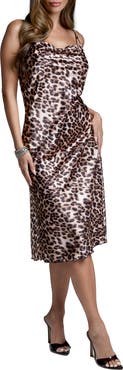 bebe Animal Print Satin Slipdress