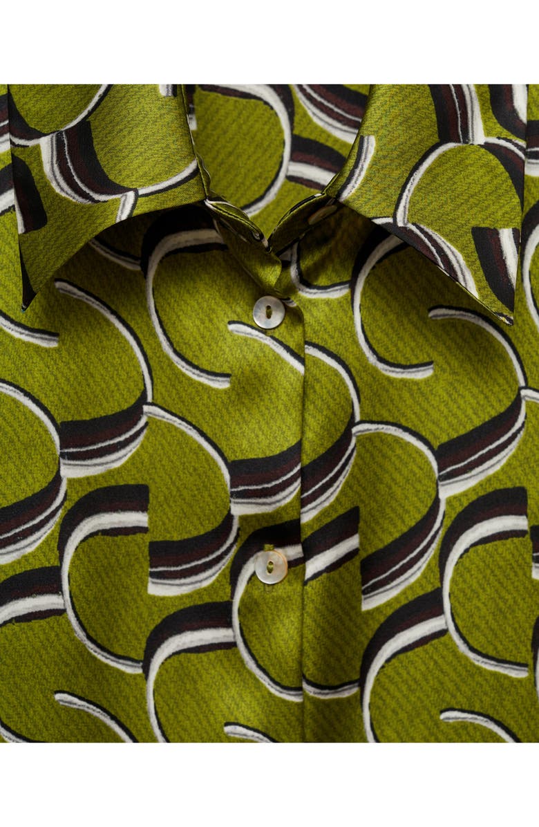 MANGO Geo Print Satin Button-Up Shirt, Alternate, color,