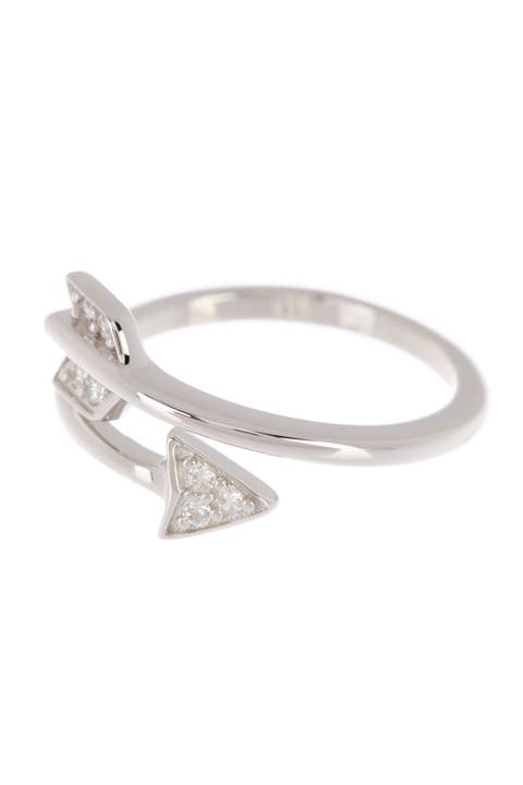 White Rhodium Plated Arrow Wrap Around Swarovski Crystal Ring