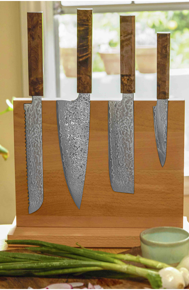 Italic European Beech Wood Magnetic Knife Block, Alternate, color, Light Brown/Beige