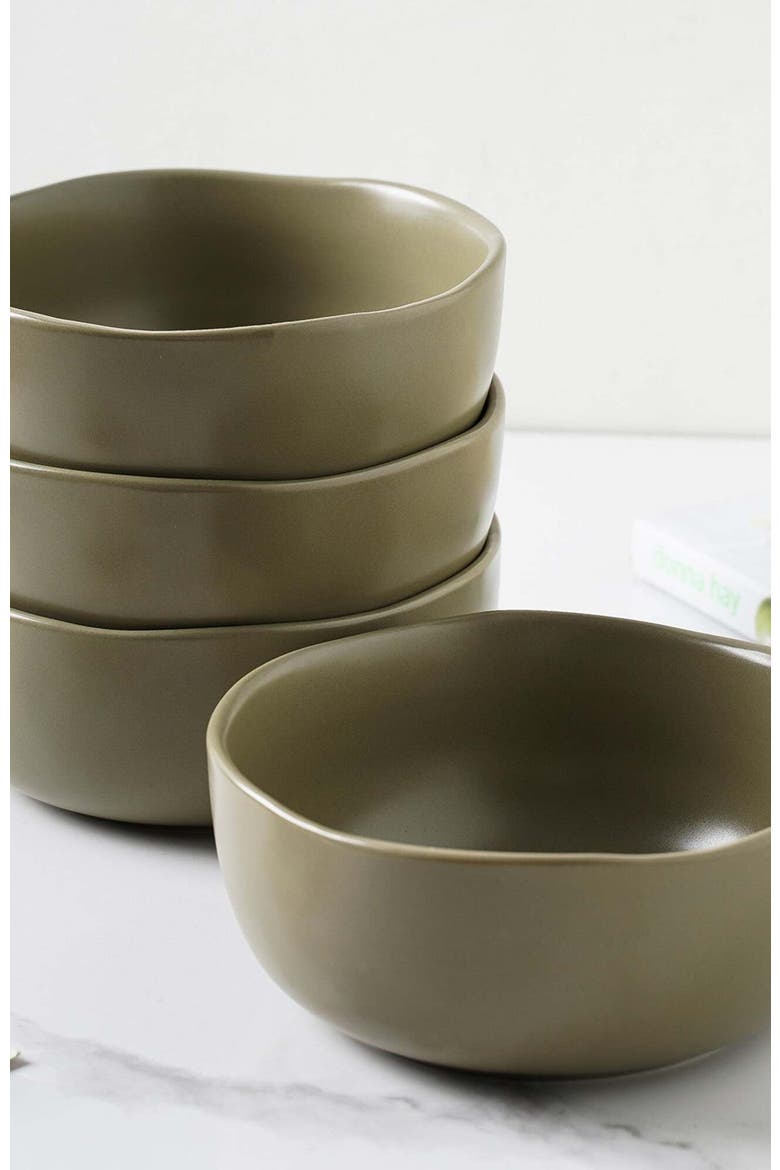 Tom Stoneware 4-Piece Bowl Set, Alternate, color, Olive