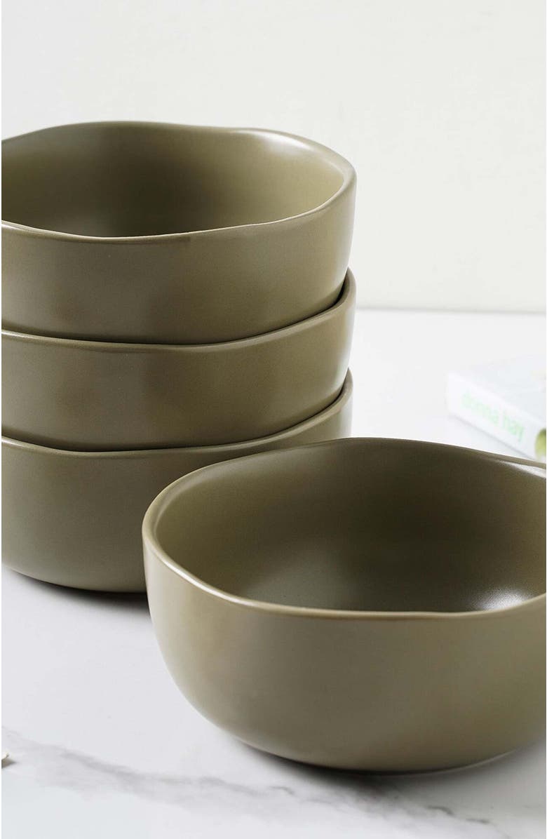 Stone Lain Tom Stoneware 4-Piece Bowl Set, Alternate, color, Olive
