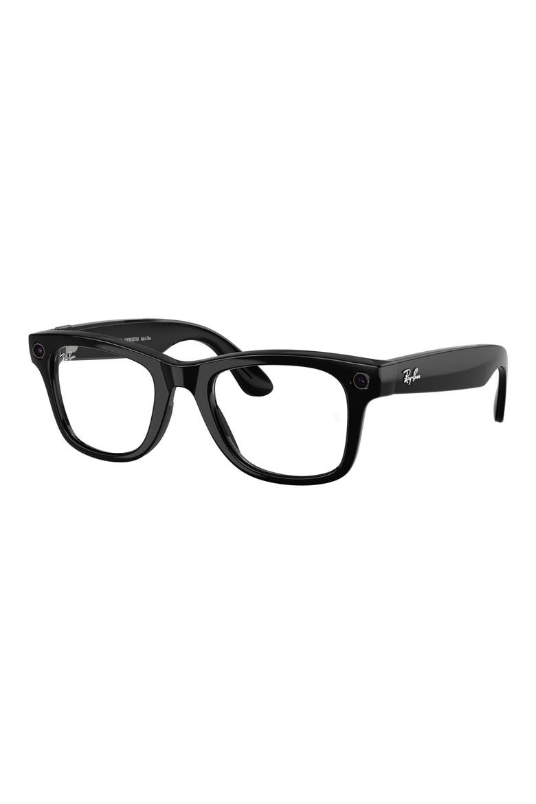 Meta Wayfarer Gen 2 50mm Square AI Sunglasses, Alternate, color, SHINY BLACK TRANSITIONS GREEN
