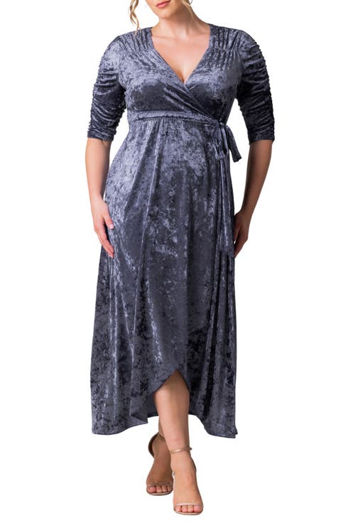 Cara Crushed Velvet Wrap Gown (Plus Size)