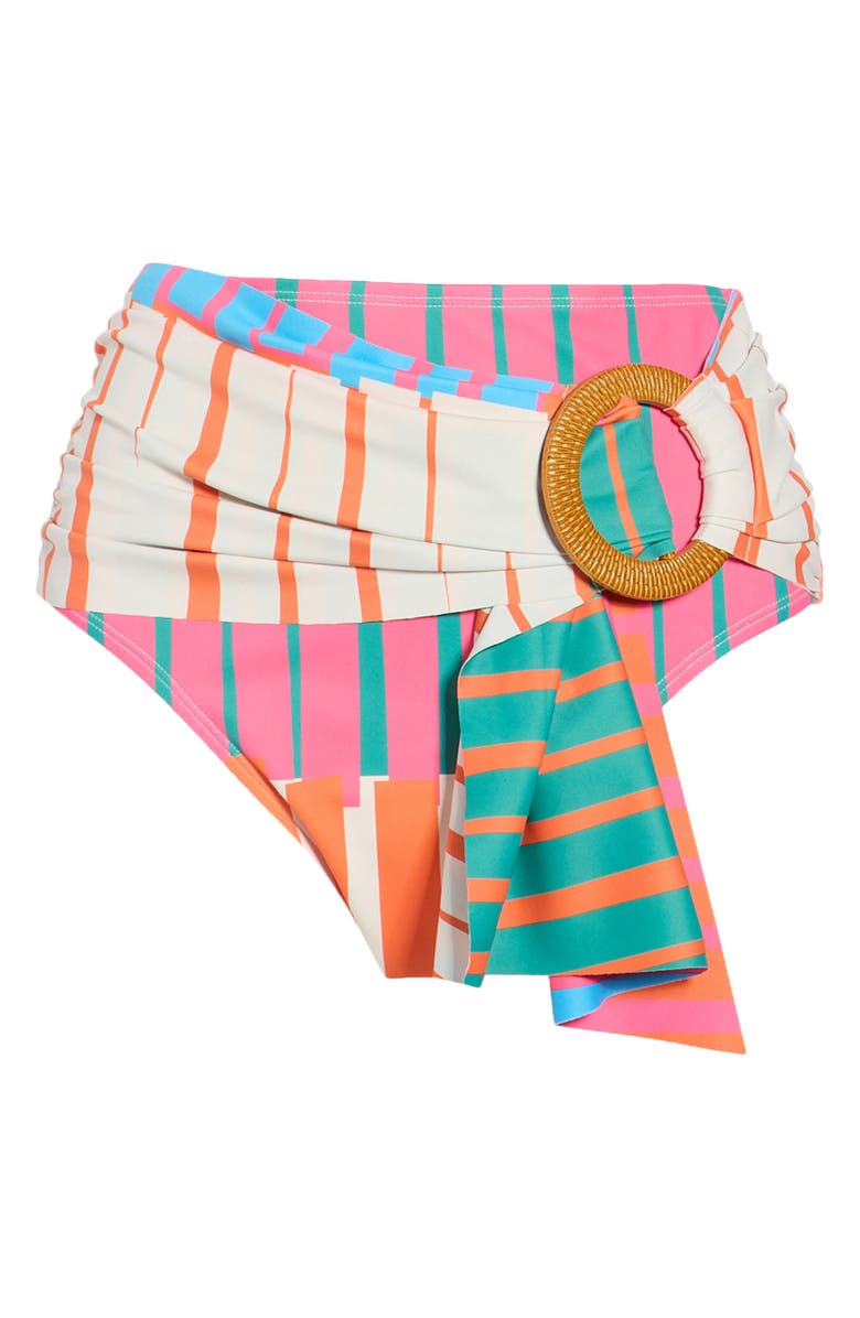 Hutch O-Ring High Waist Bikini Bottoms, Alternate, color, Fuchsia Multi Playful Stripes