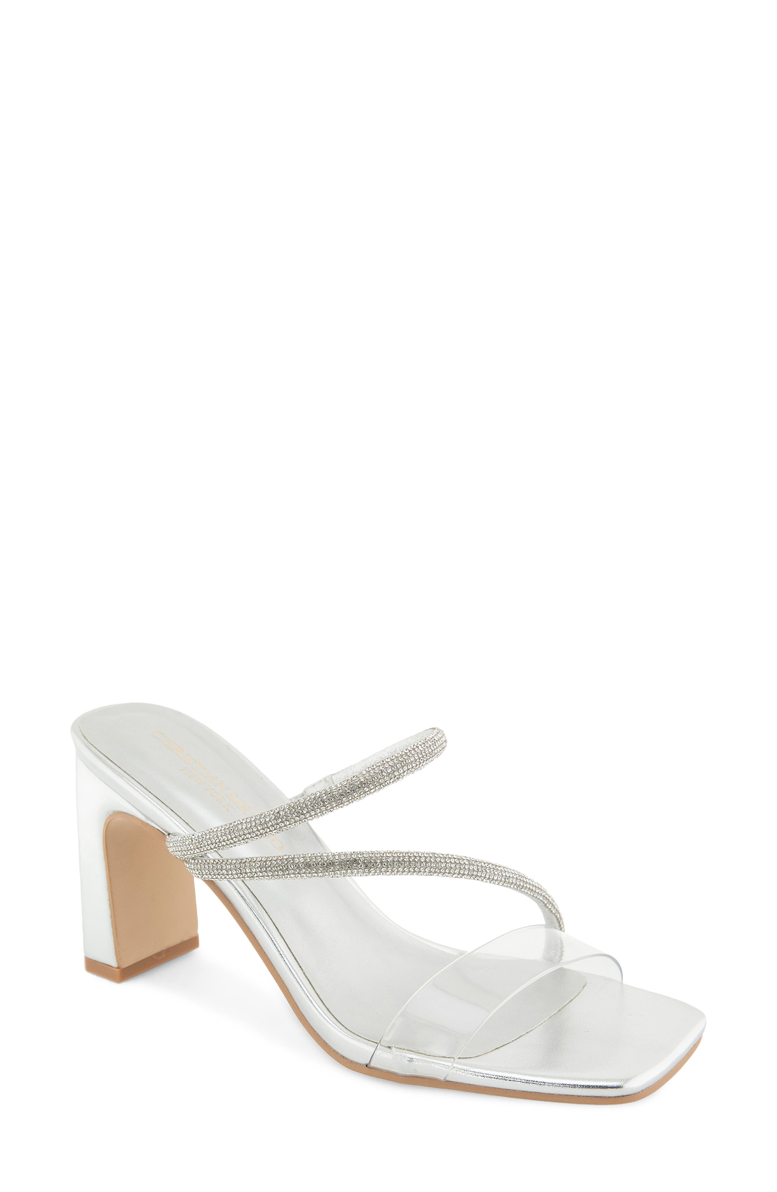 Christian Siriano New York Felicity Sandal, Main, color, Clear/ Silver