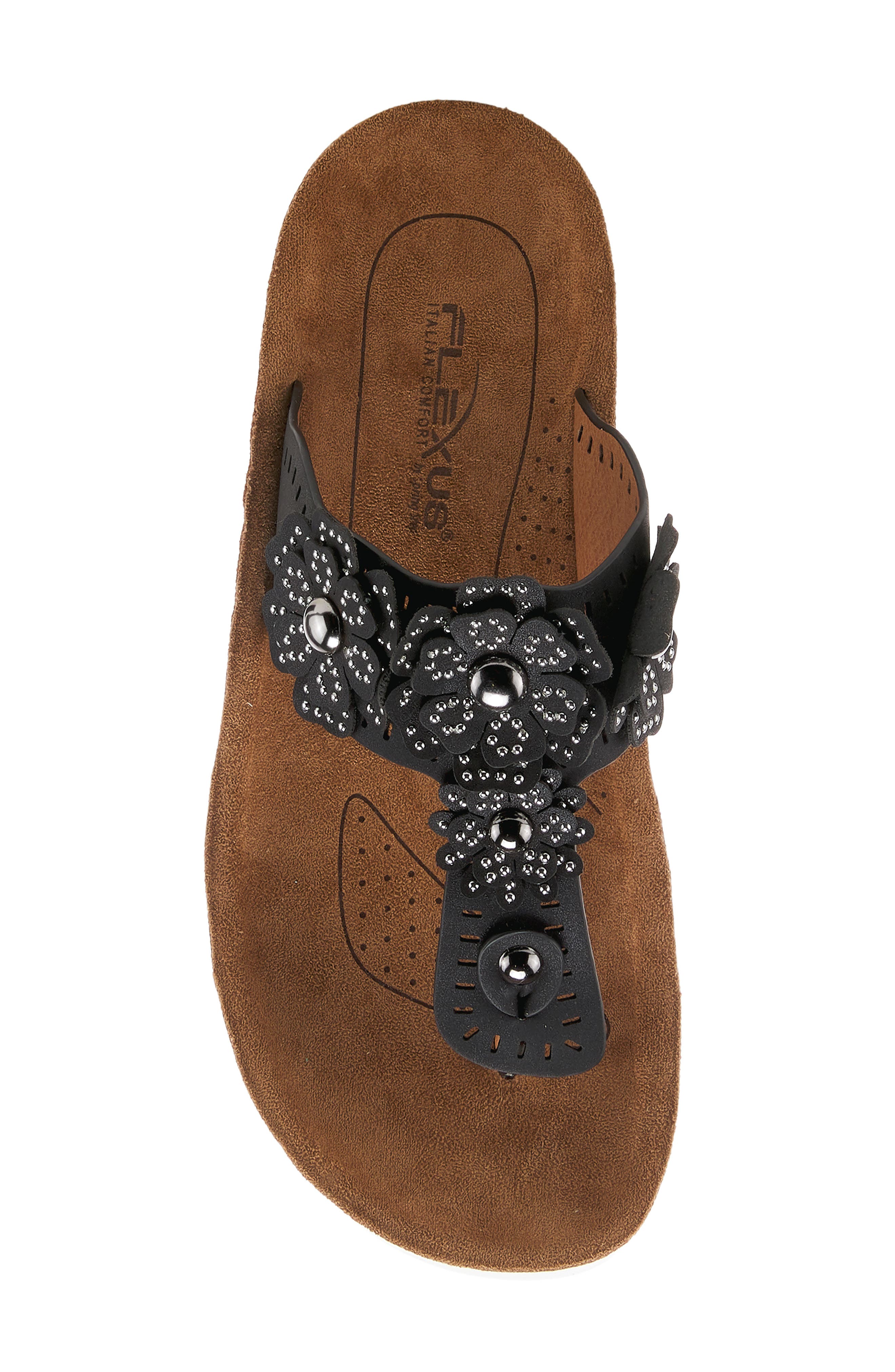 Flexus by Spring Step Bayview Floral Appliquè Sandal, Alternate, color, Black