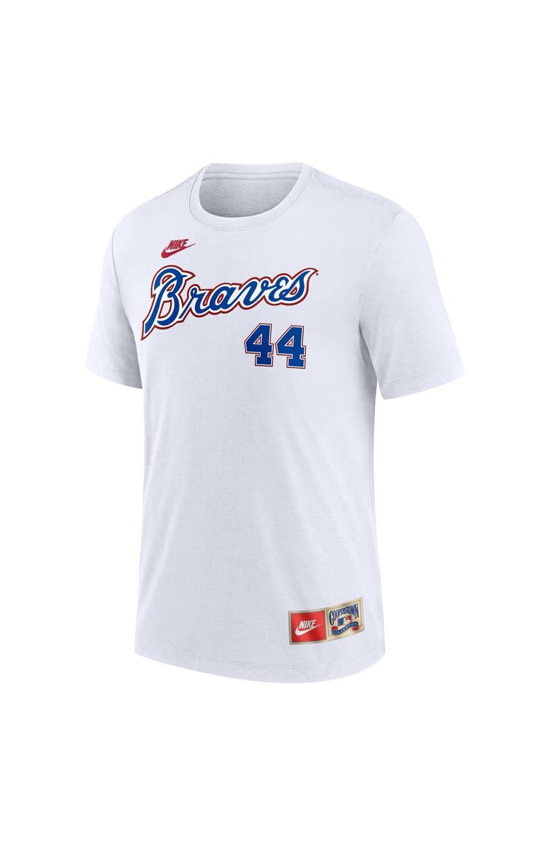 Nike Men's Nike  Hank Aaron White Atlanta Braves Cooperstown Collection Tri-Blend Name & Number T-Shirt, Alternate, color, 
