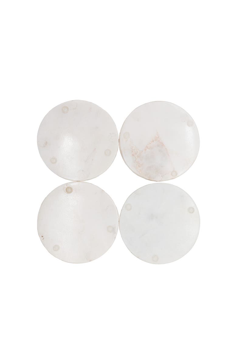 Foreside Home and Garden Set of 4 Brown Agate and Marble Coasters, Alternate, color, Beige