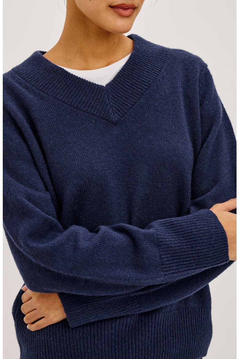 Lidya V Neck Sweater, Alternate, color, NAVY