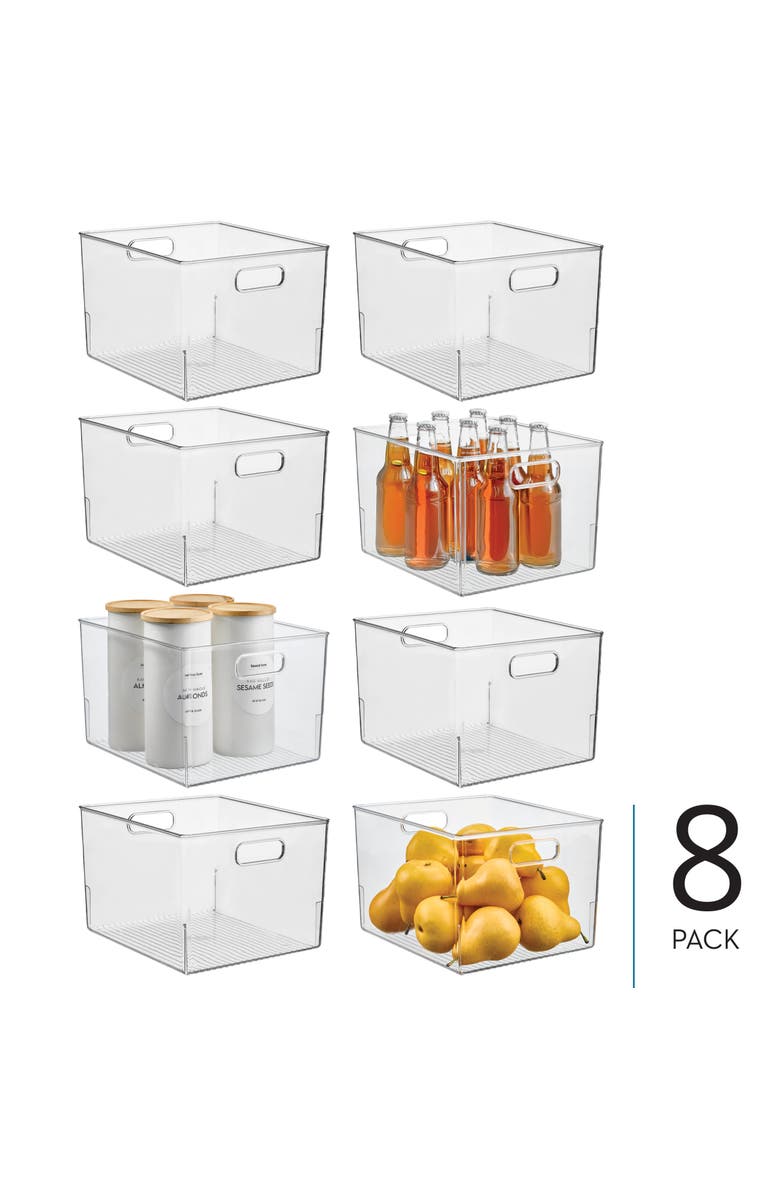 mDesign Storage Bins with Handles - Organize Kitchen, Bathroom, or Home Office - Set of 8 - Clear, Alternate, color, 