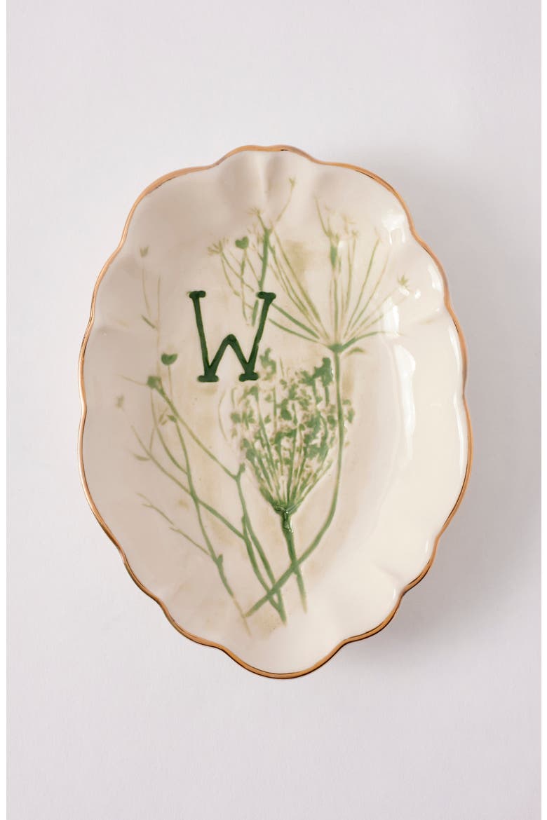 Botanical Monogram Trinket Tray, Main, color, W