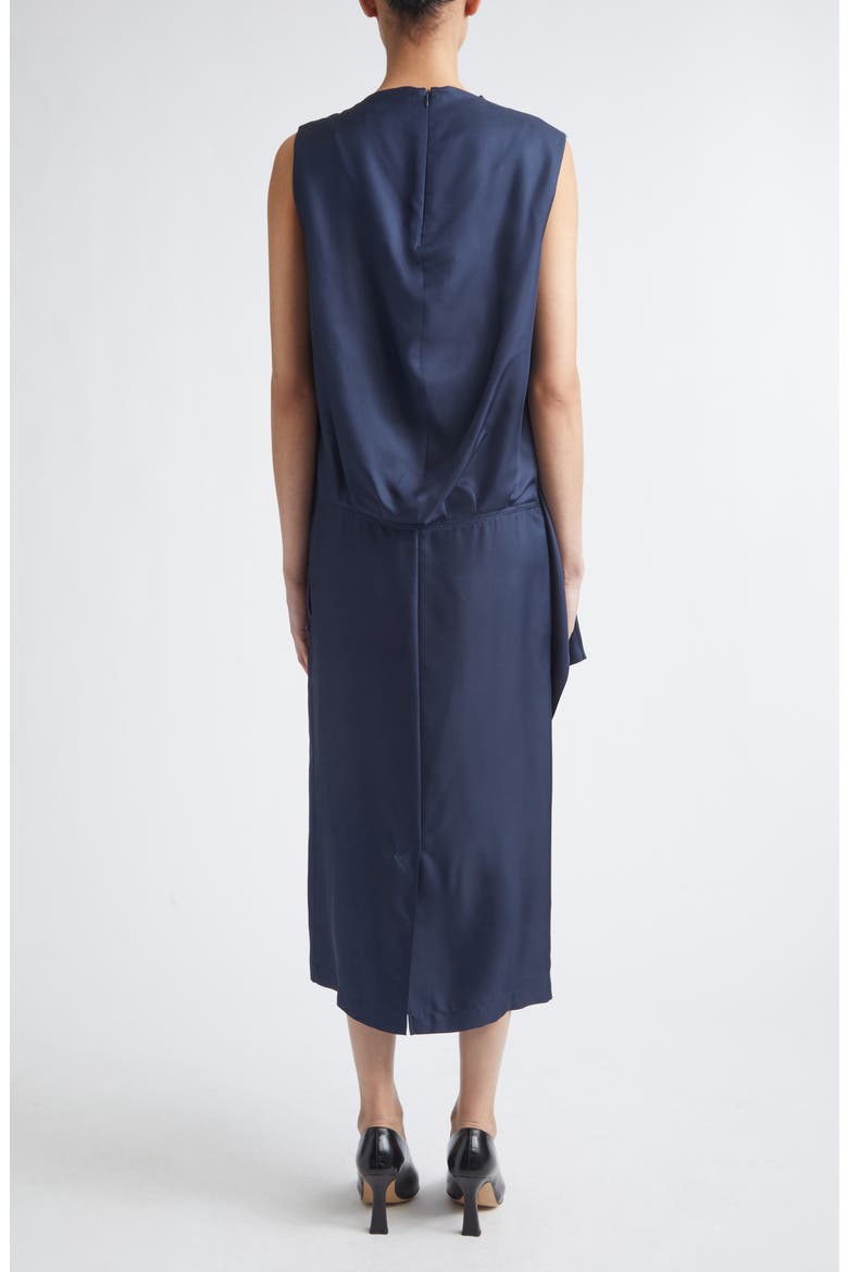 Izia Draped Silk Twill Cape Dress, Alternate, color, NAVY