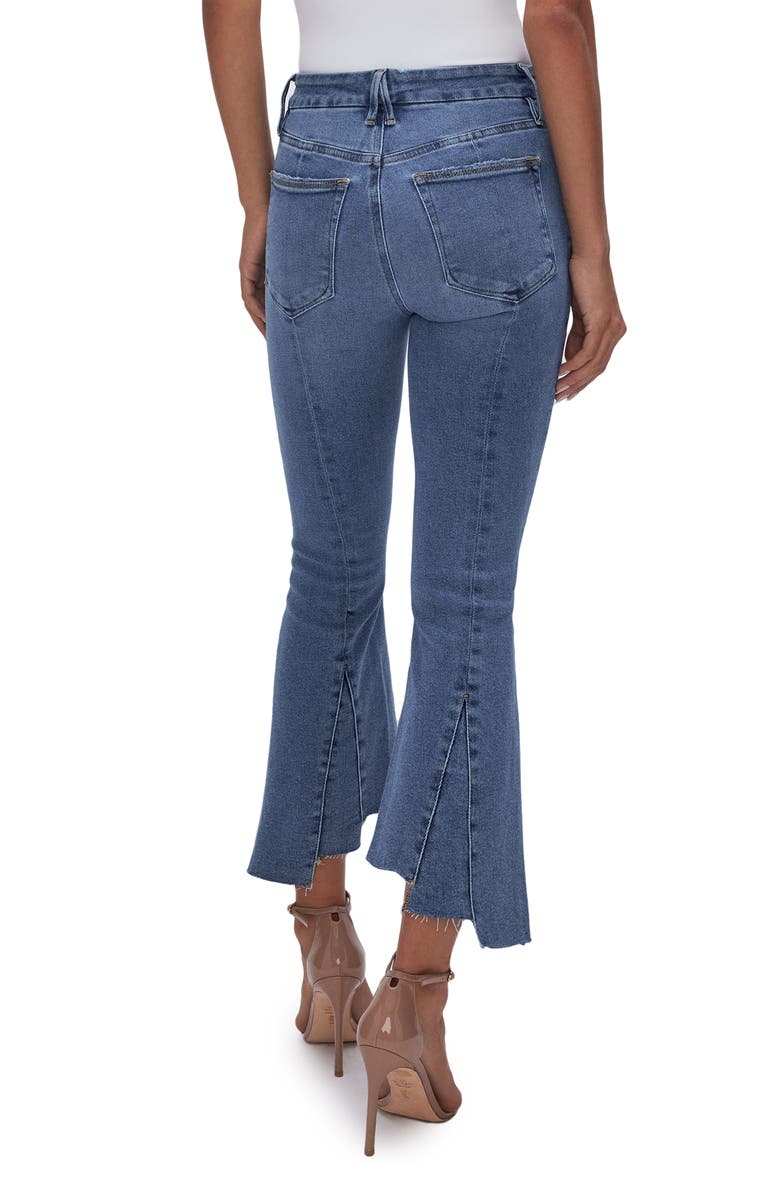 Good American Good Legs Chew Hem Crop Mini Bootcut Jeans, Alternate, color, 