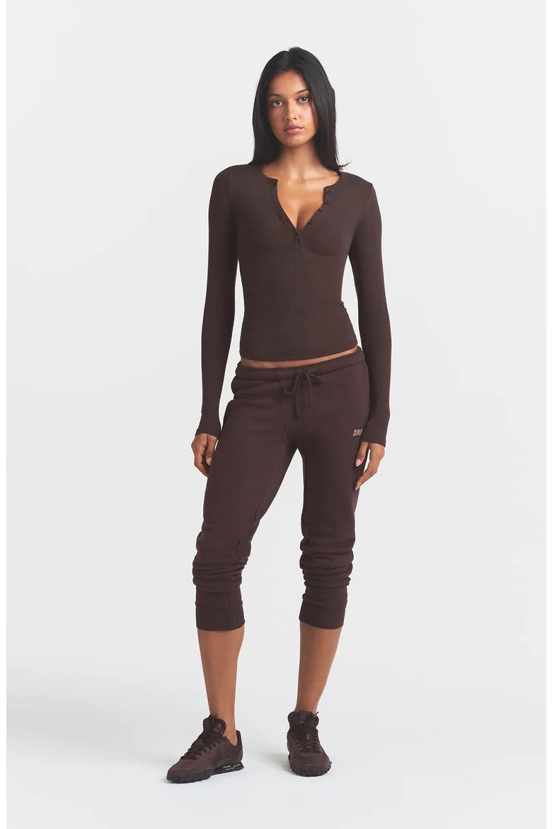 Cotton Rib Scoop Neck Henley, Alternate, color, ESPRESSO