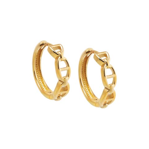 Solid Mariner Link Huggie Earring 14K
