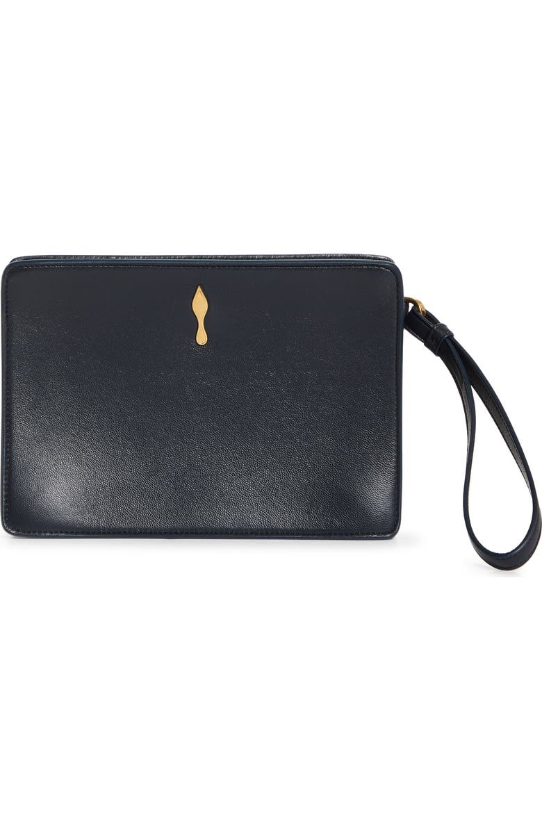 Christian Louboutin Small Bettina Leather Wristlet, Main, color, Black/ Gold