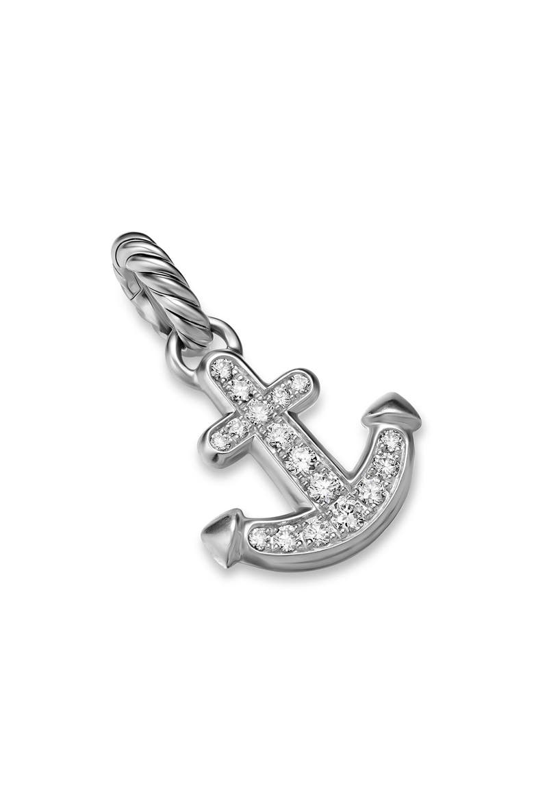 Anchor Amulet in Sterling Silver with Diamonds, 14.2mm, Main, color, SILVER PAVE