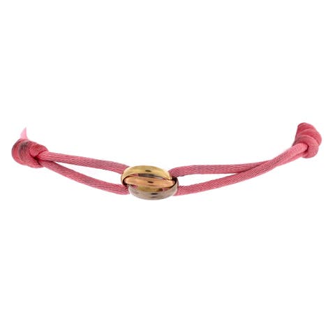 Trinity On Cord Bracelet Silk Cord with 18K Tricolor Gold