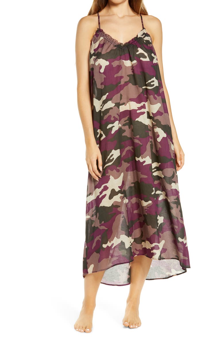 V-Neck Nightgown, Main, color, PLUM CAMO