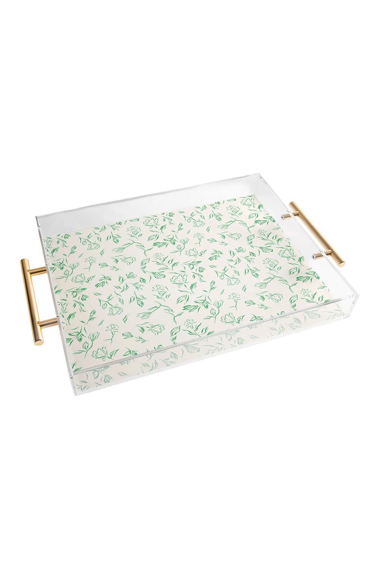 Romantic Green Acrylic Serving Tray, Main, color, WHITE