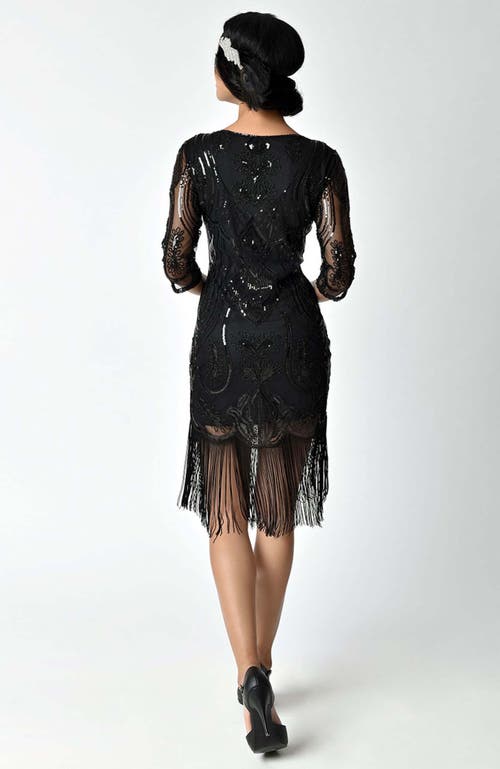 Unique Vintage 1920s Margaux Flapper Dress In Black