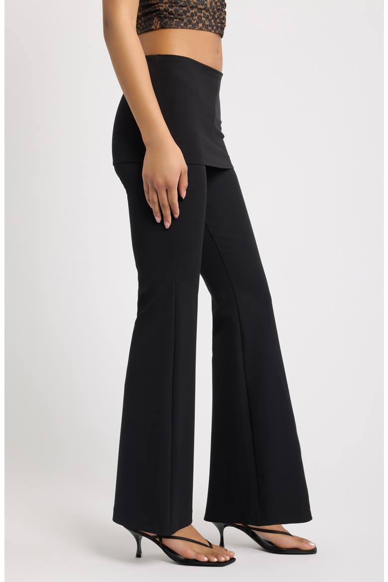 Encanto Foldover Waist Flare Leg Pants, Alternate, color, NOIR