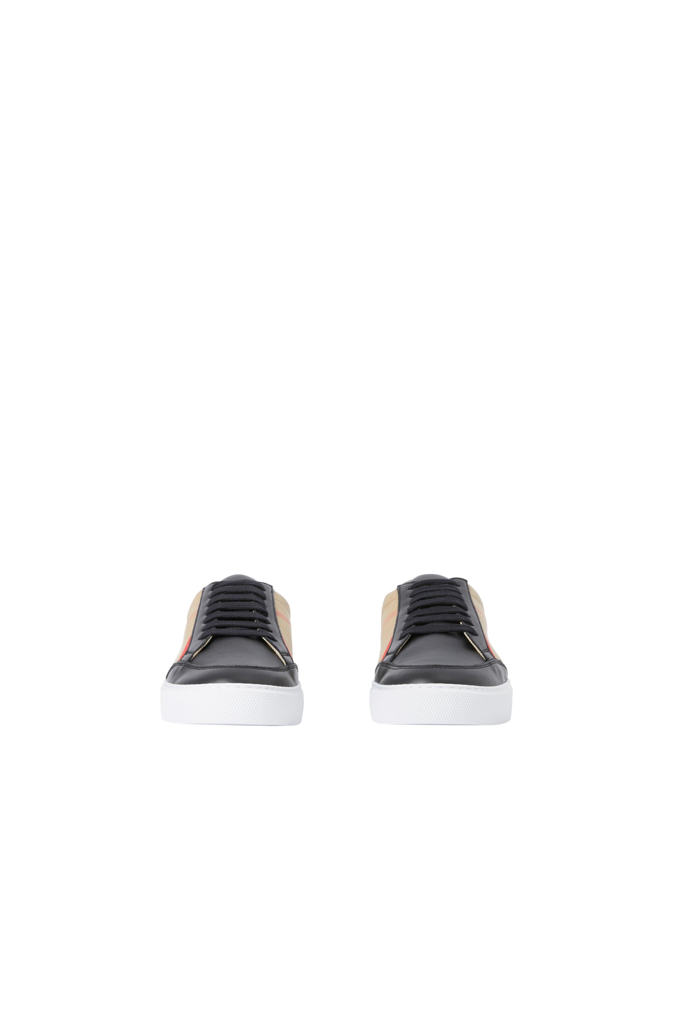 Burberry Check and Leather Sneakers, Alternate, color, Black