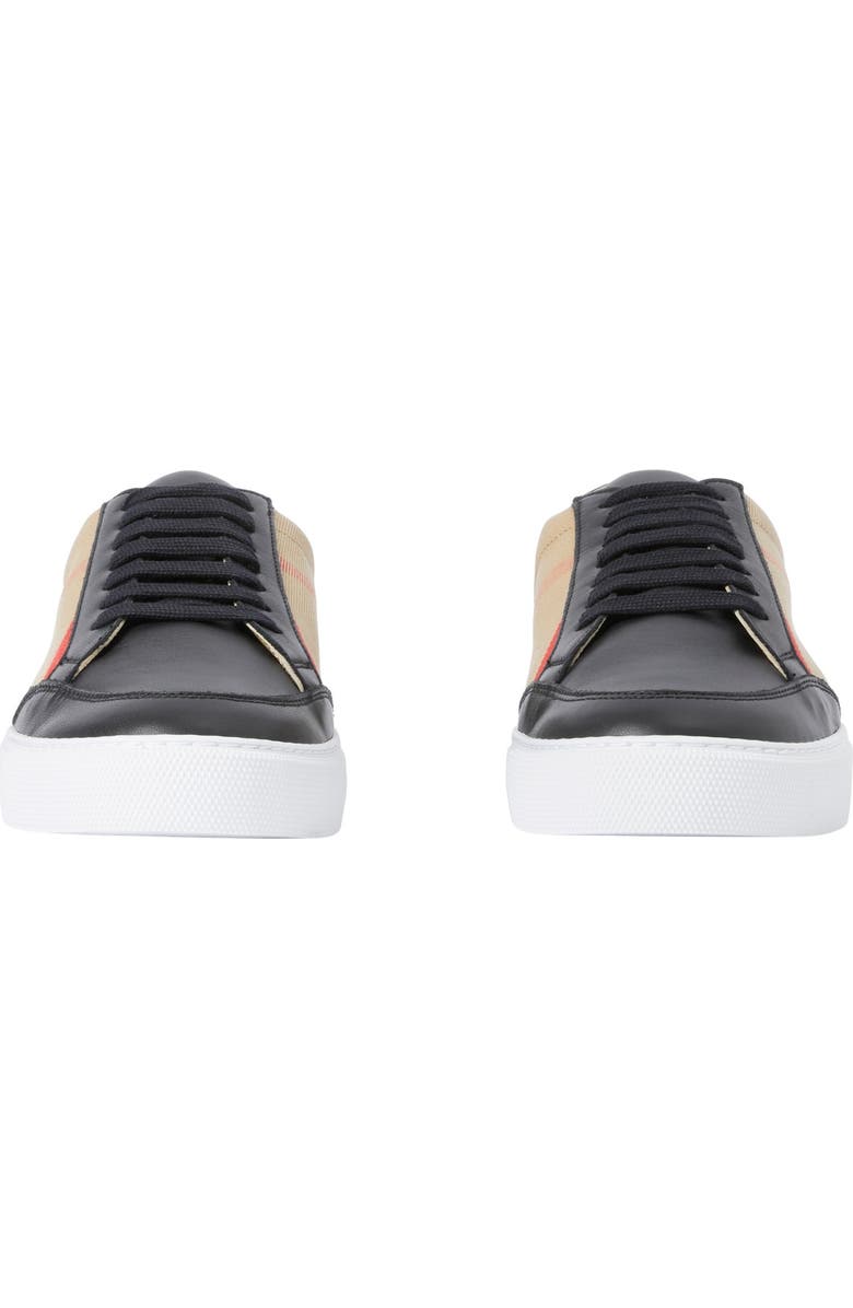Burberry Check and Leather Sneakers, Alternate, color, Black