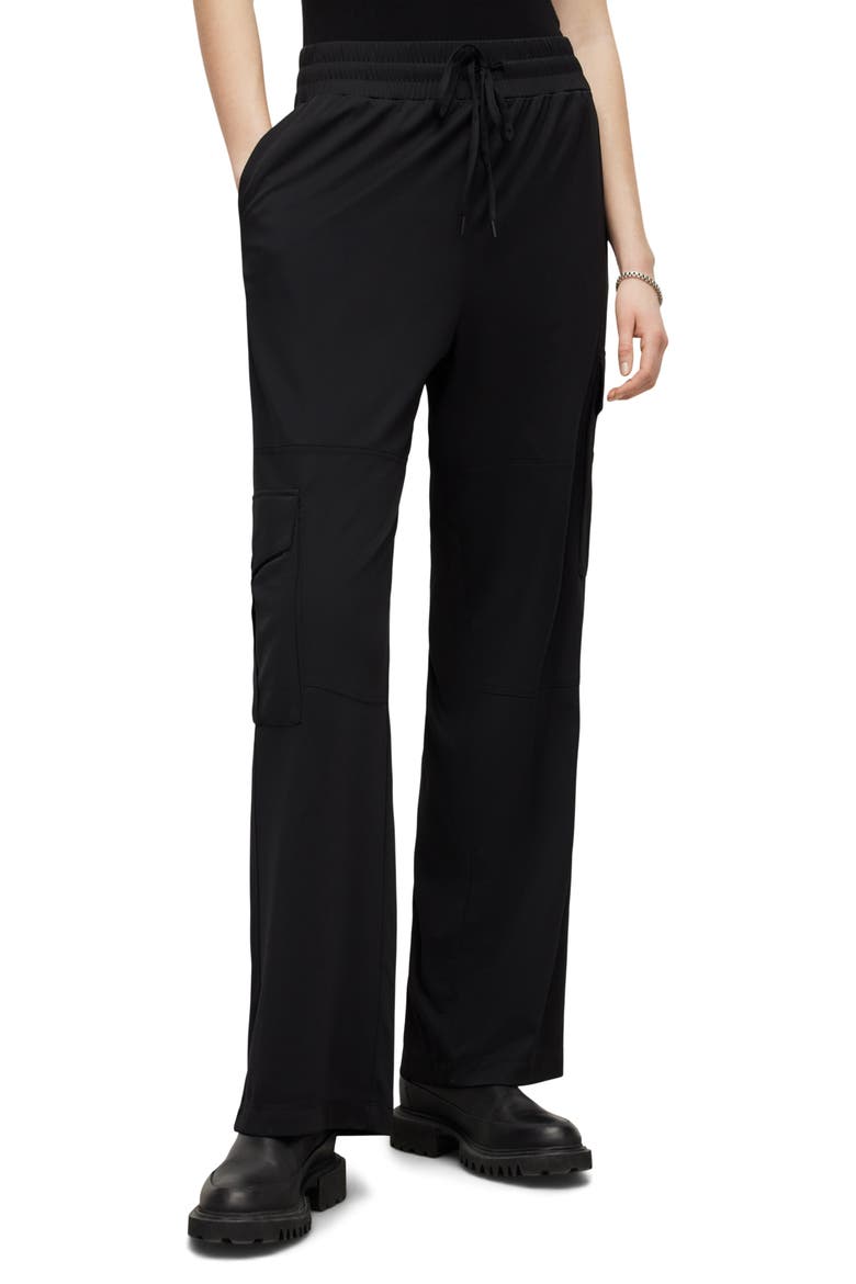 Carissa Drawstring Cotton Cargo Pants, Main, color, BLACK