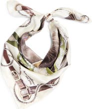 Acne Studios Volta Horse & Belt Print Square Organic Silk Scarf