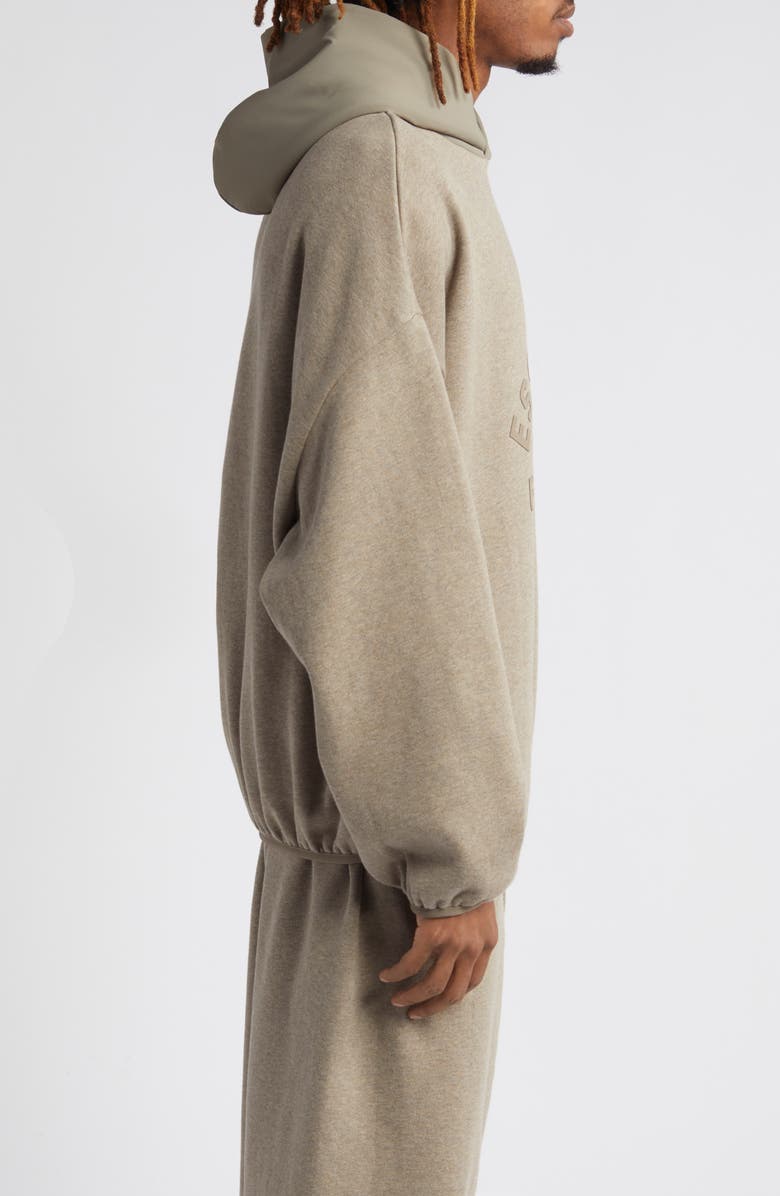 Fear of God Essentials Logo Oversize Fleece & Nylon Hoodie, Alternate, color, 