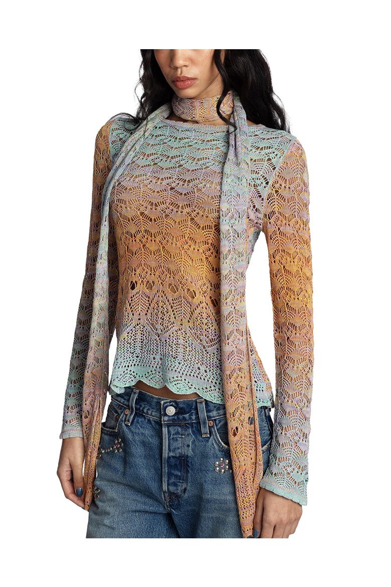 Ombre Space Dye Crochet Top- Sunset, Alternate, color, Sunset