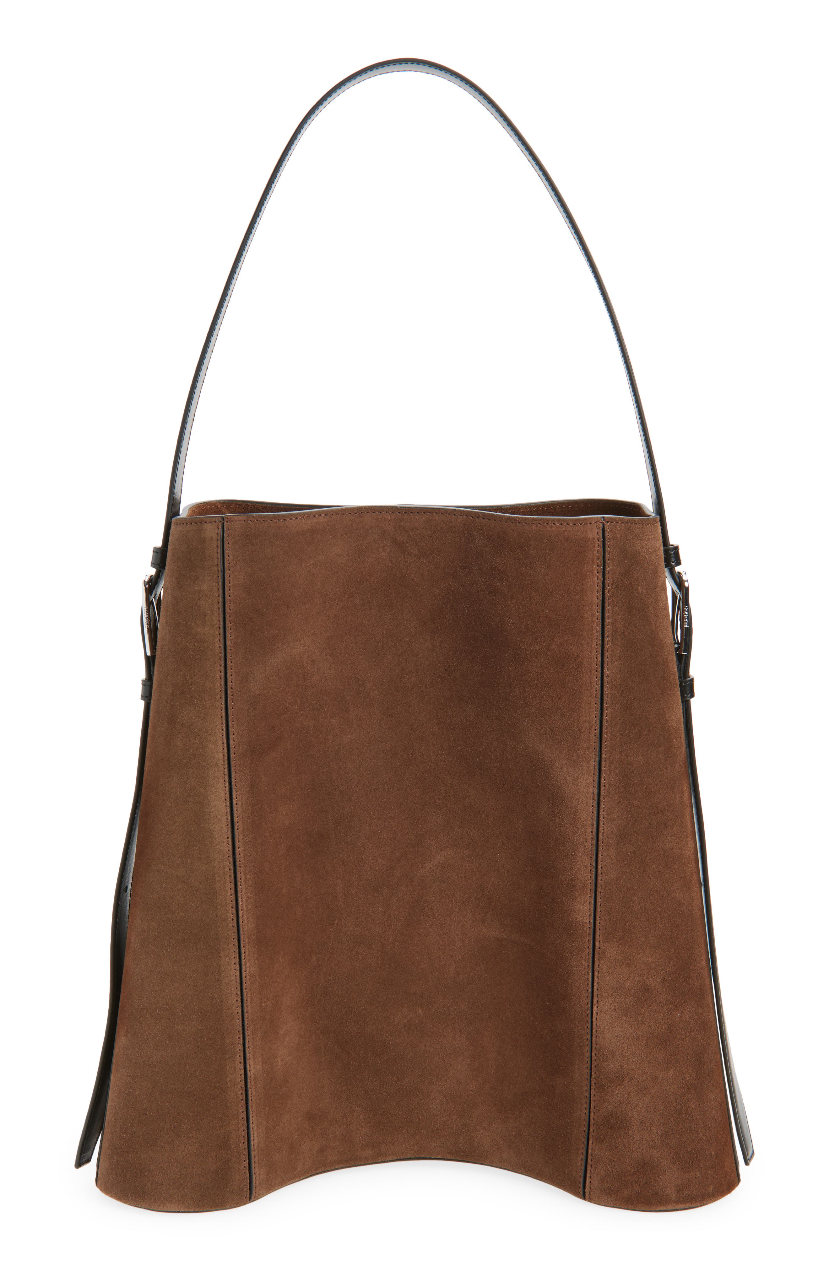Coperni Ergonomic Suede Bucket Bag, Alternate, color, Brown