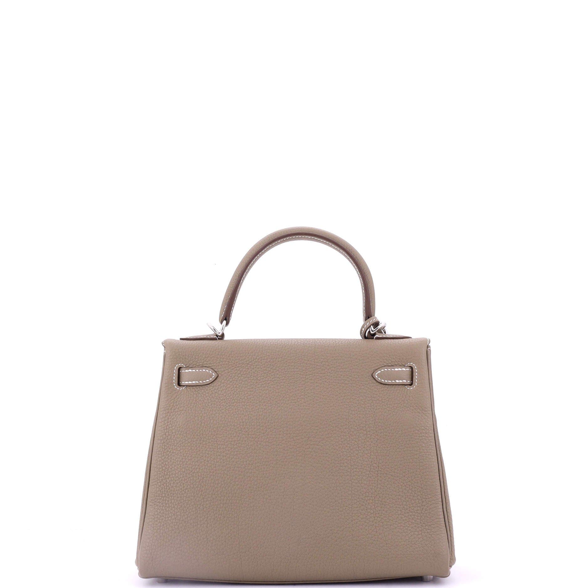 Pre-Owned Hermes Kelly Handbag Grey Togo with Palladium Hardware 25, Alternate, color, Etoupe