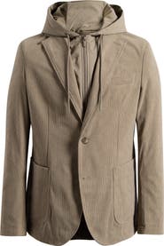 BOSS Hanry Slim Fit Corduroy Sport Coat with Removable Hoodie Bib