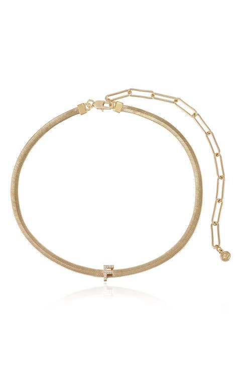 Pavé Cubic Zirconia Initial Charm Necklace